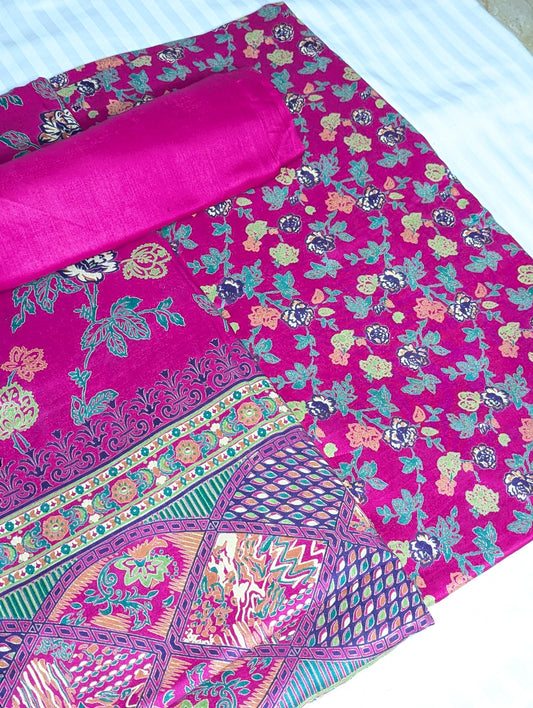 Pink 3-piece premium Lilen collection by Hayadar Clothing, featuring stylish, comfortable fabric and modern design.