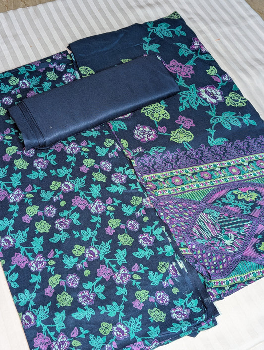 Navy blue 3-piece premium Lilen Collection by Hayadar Clothing, featuring comfortable fabric and stylish design.