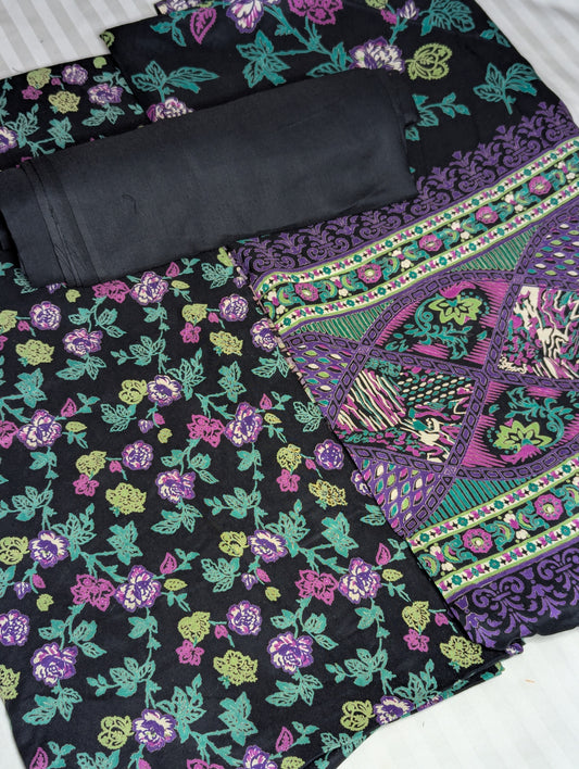 Black 3-piece premium Lilen Collection clothing set by Hayadar Clothing, featuring stylish and comfortable fabric details.