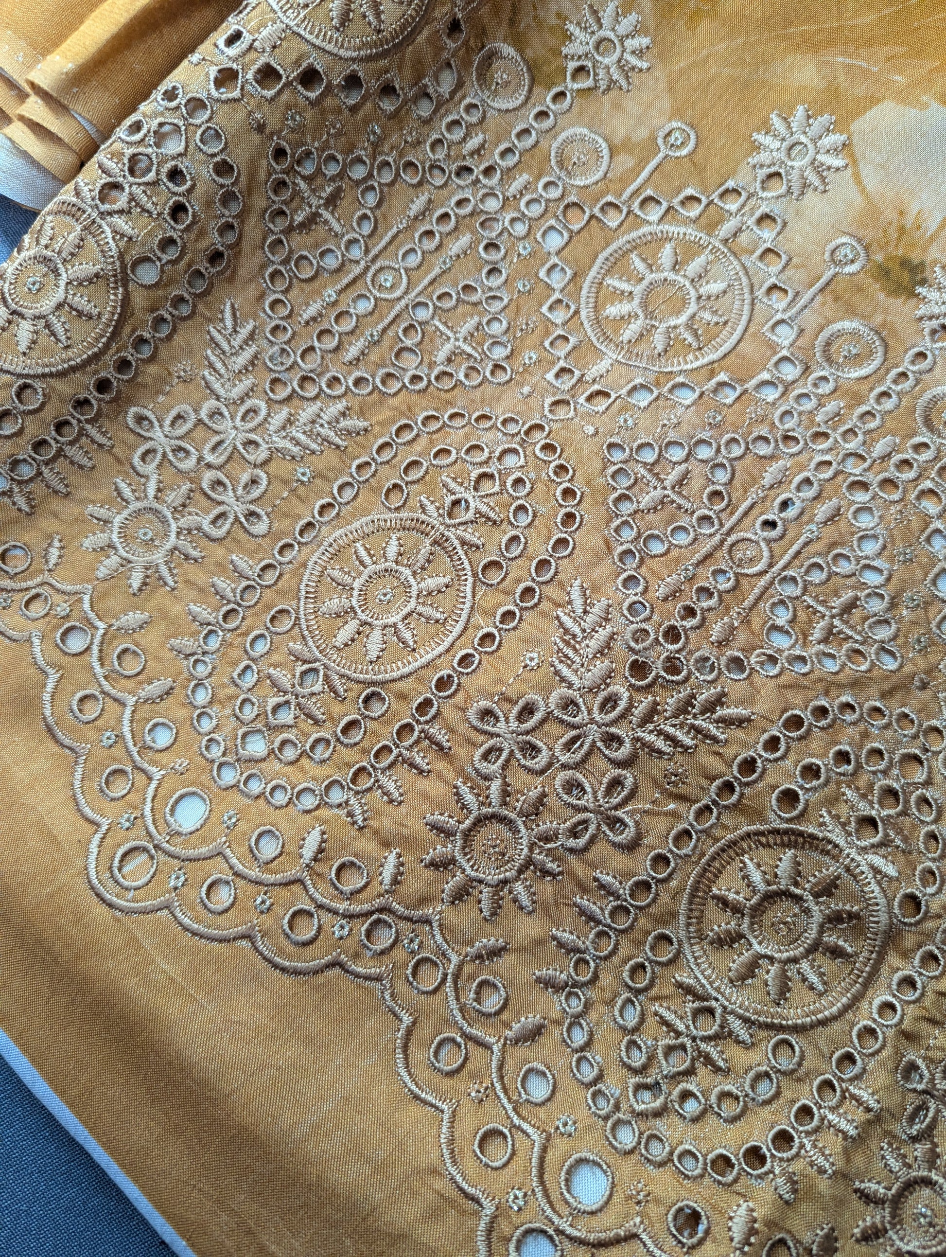 Orange viscose 3-piece embroidery winter outfit by Hayadar Clothing featuring export quality print and stylish design.