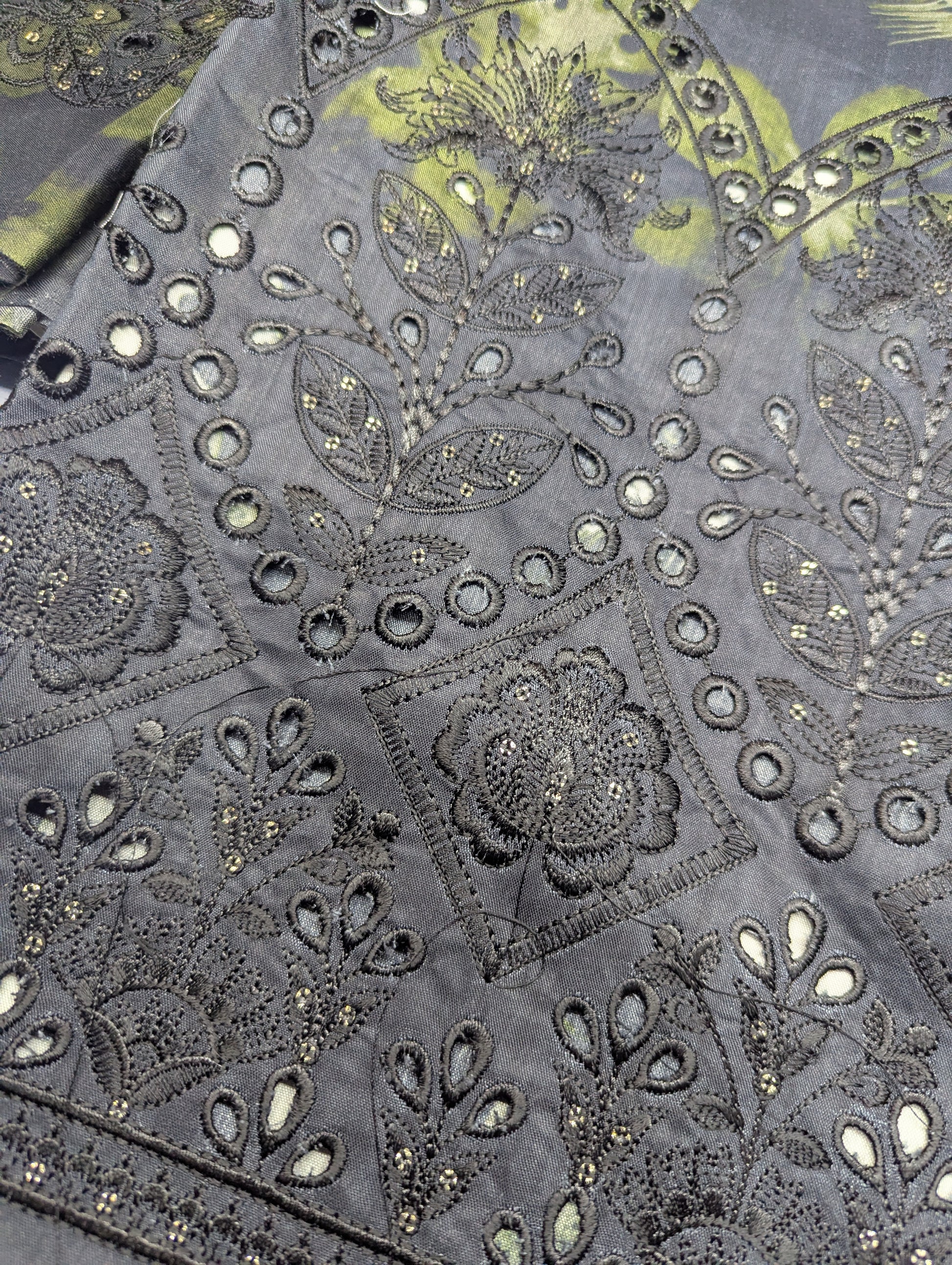 Black 3-piece viscose embroidery winter suit from Hayadar Clothing, featuring export-quality print and elegant design.