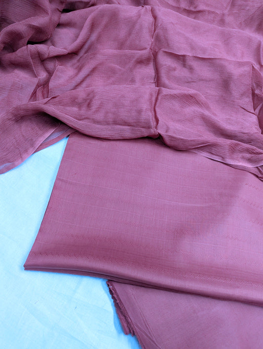 3PC LUXURY SELF JAEQAT LAWN & PURE CHIFFON DUPATTA [TEA PINK]