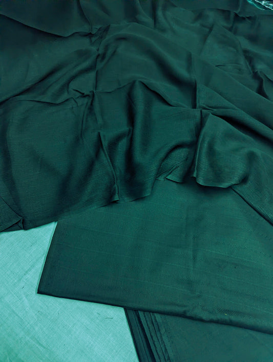 3PC LUXURY SELF JAEQAT LAWN & PURE CHIFFON DUPATTA [BOTTLE GREEN]