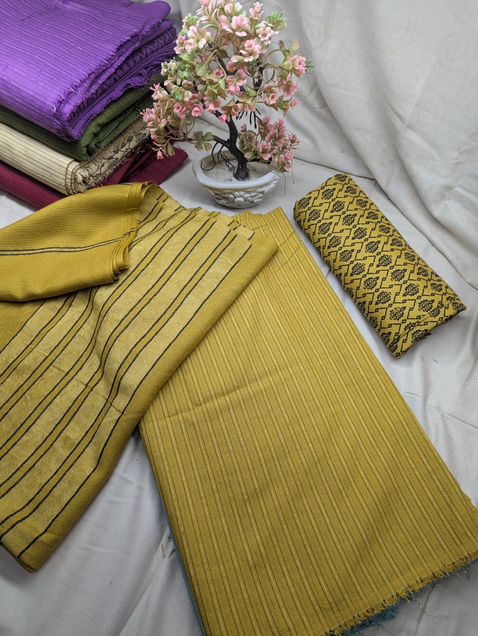 Hayadar Clothing 3-piece Alpine Black Velvet winter set with yellow accents, featuring luxurious velvet fabric and stylish design.