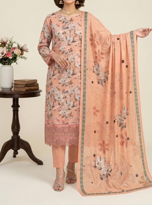 3-PC Print Apliq Boring Embroidery 2026 Collection D=09