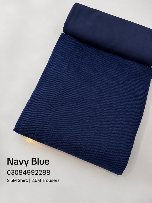 2PC - Peach Wool Velvet – Ultra-Premium Winter Fabric (NEAVY BLUE COLOR)