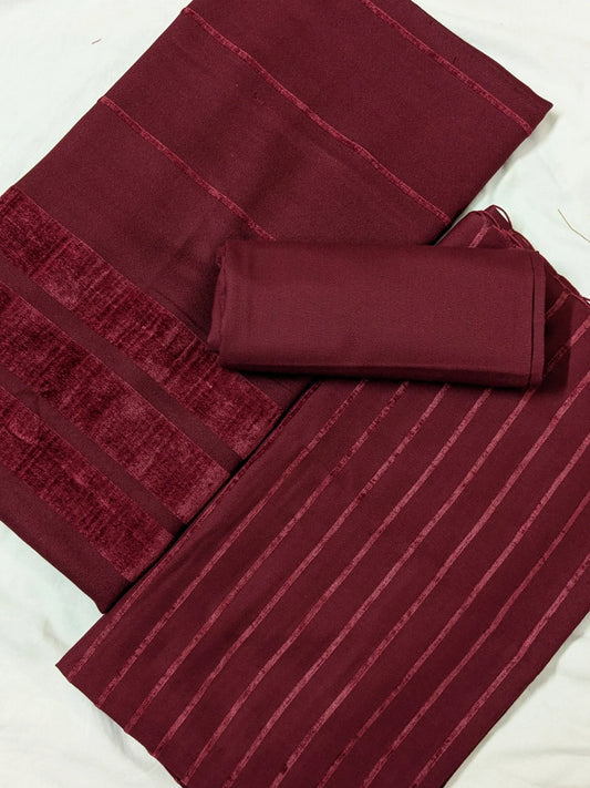 3PC - Alpine Velvet Dhank Marina – Exclusive Winter Collection (MAHRON COLOR)