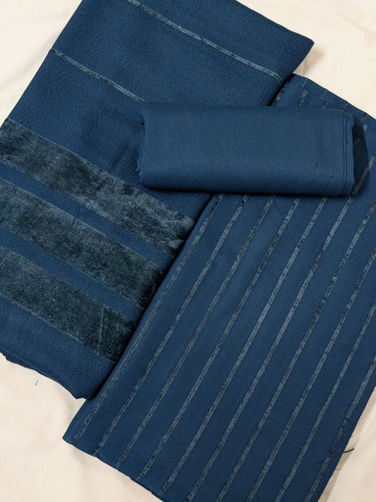 Hayadar Clothing Alpine Velvet Dhank Marina 3-piece winter outfit in PIA ZINK color, featuring cozy velvet fabric and elegant design.
