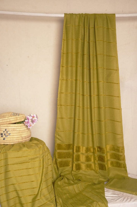 Hayadar Clothing Alpine Velvet Dhank Marina in DEW color, a stylish three-piece winter ensemble with plush velvet fabric.