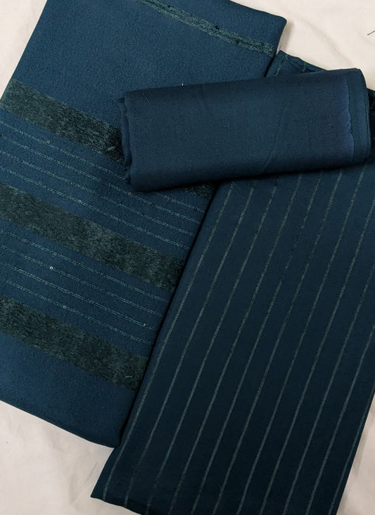 Hayadar Clothing 3-piece Alpine Velvet Marina set with vertical line pattern in Zink Pia color, showcasing soft fabric and stylish design.